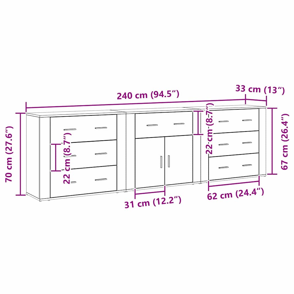 Kreveta Crni hrast 240 x 33 x 70 cm Konstruirano drvo