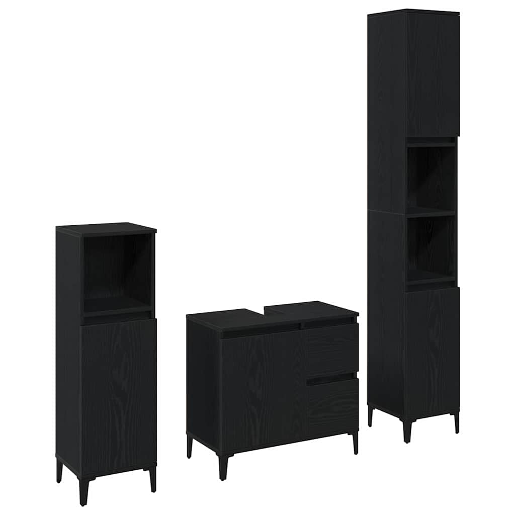 Set namještaja za kupaonicu Zidne s pohranom 3 pcs Crni hrast