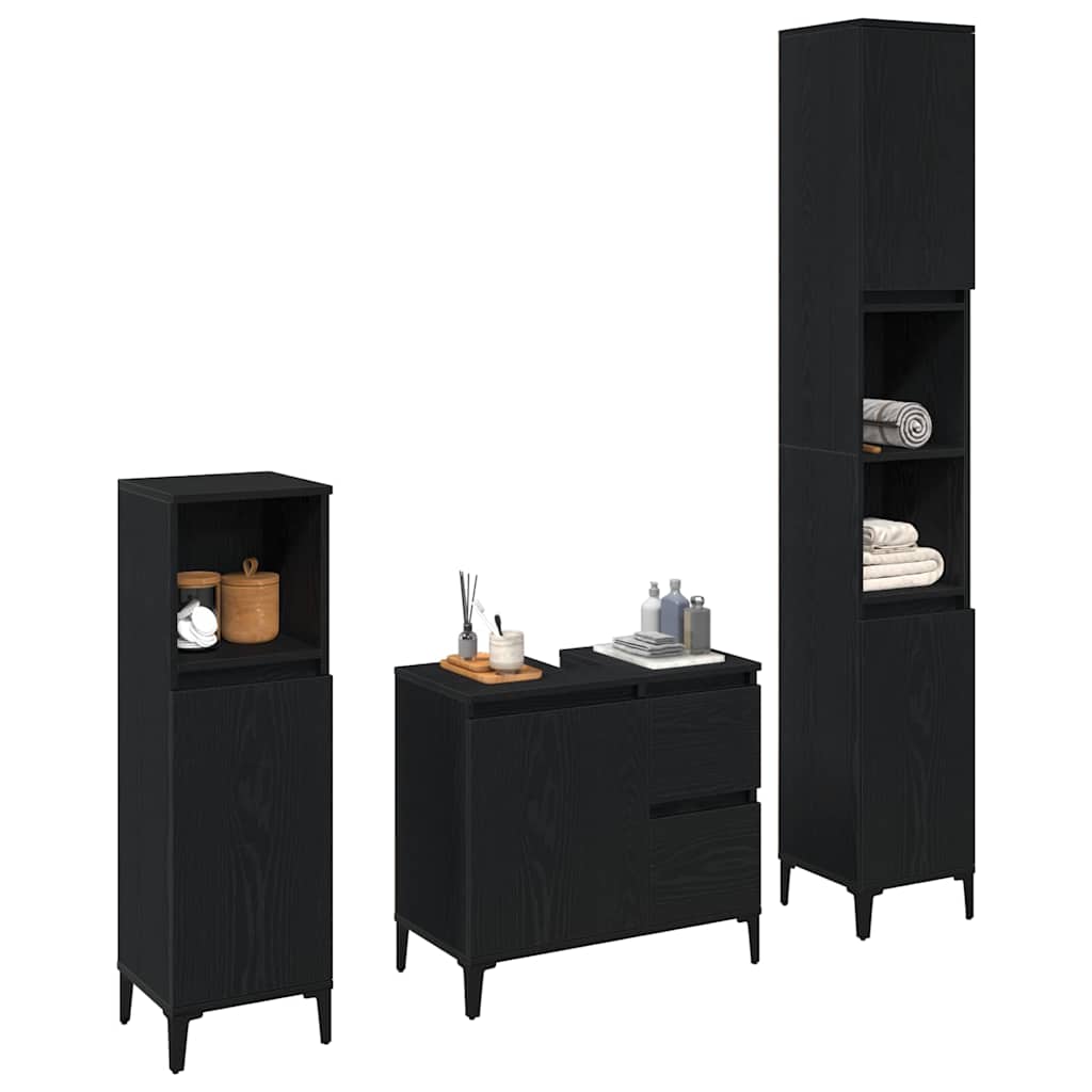 Set namještaja za kupaonicu Zidne s pohranom 3 pcs Crni hrast