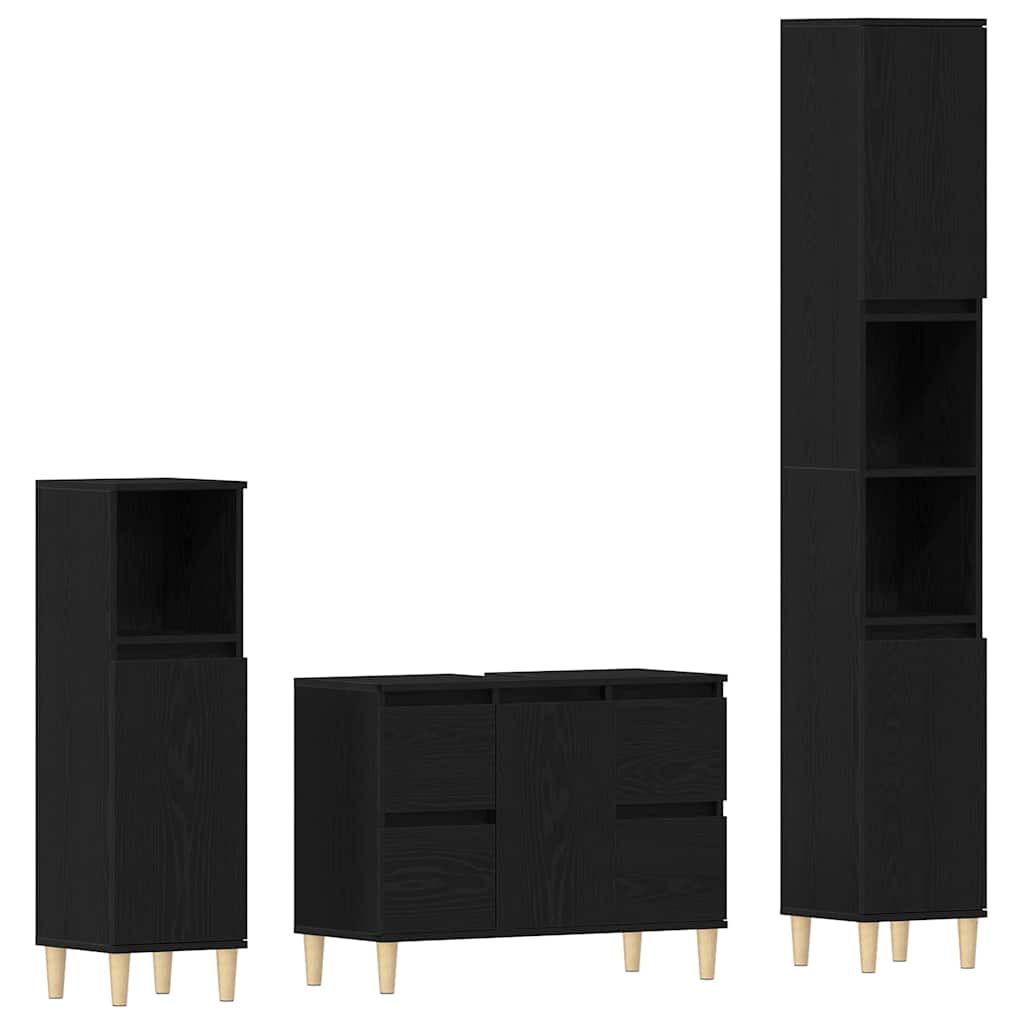 Set namještaja za kupaonicu Zidne s pohranom 3 pcs Crni hrast