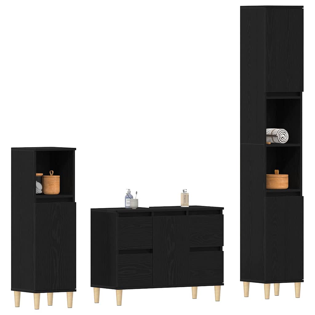 Set namještaja za kupaonicu Zidne s pohranom 3 pcs Crni hrast