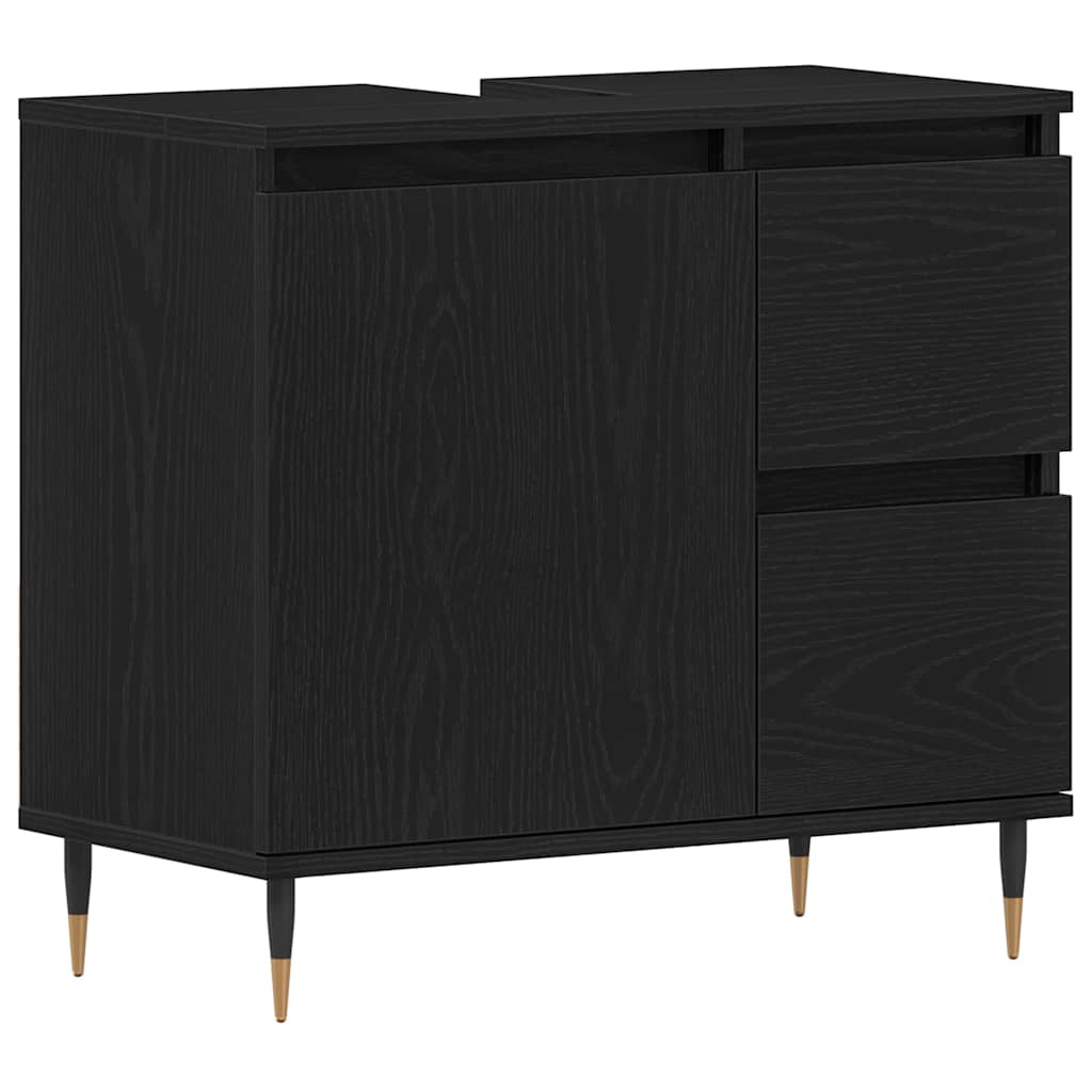 Set namještaja za kupaonicu 3 pcs Crni hrast 30 x 30 x 190 cm