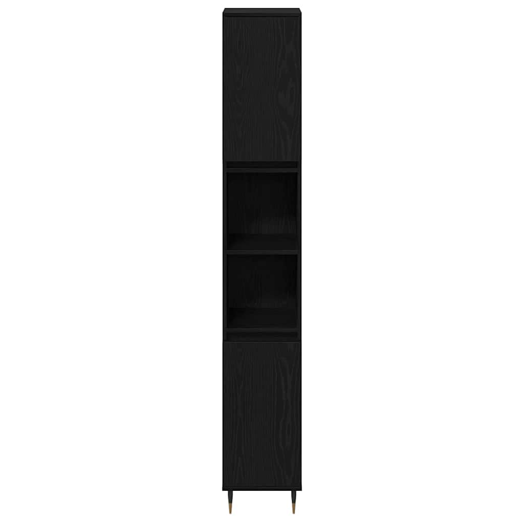 Set namještaja za kupaonicu 3 kom. Crni hrast 30 x 30 x 190 cm