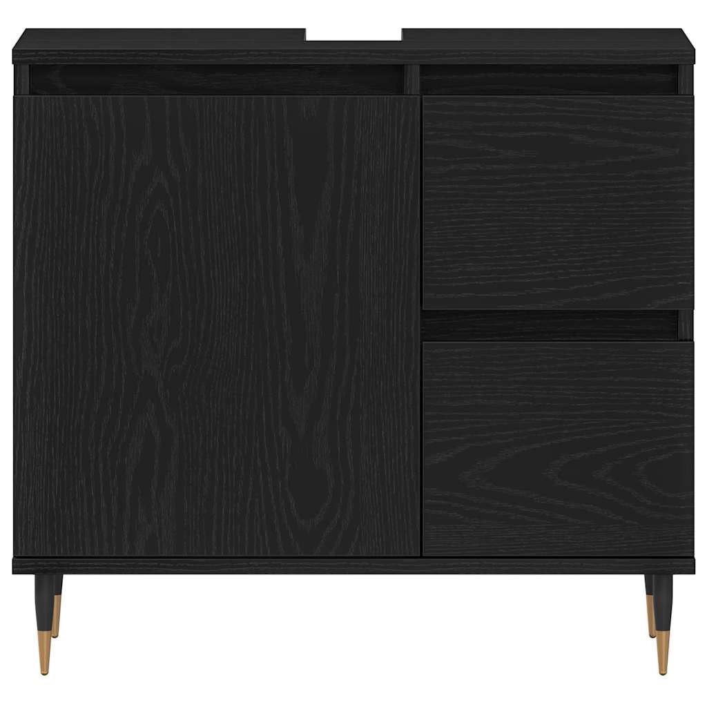 Set namještaja za kupaonicu 3 pcs Crni hrast 30 x 30 x 190 cm