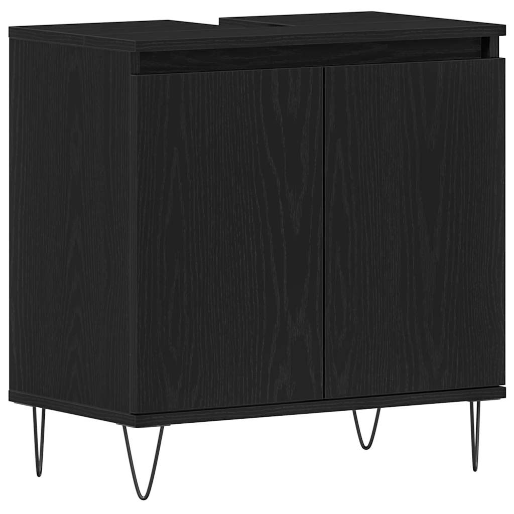 Set namještaja za kupaonicu 3 pcs Crni hrast 30 x 30 x 190 cm