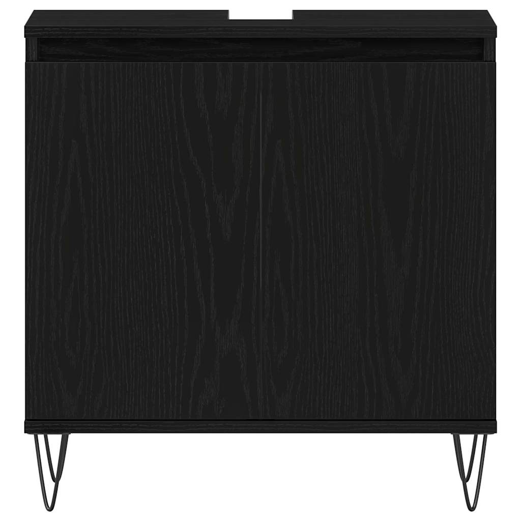Set namještaja za kupaonicu 3 pcs Crni hrast 30 x 30 x 190 cm