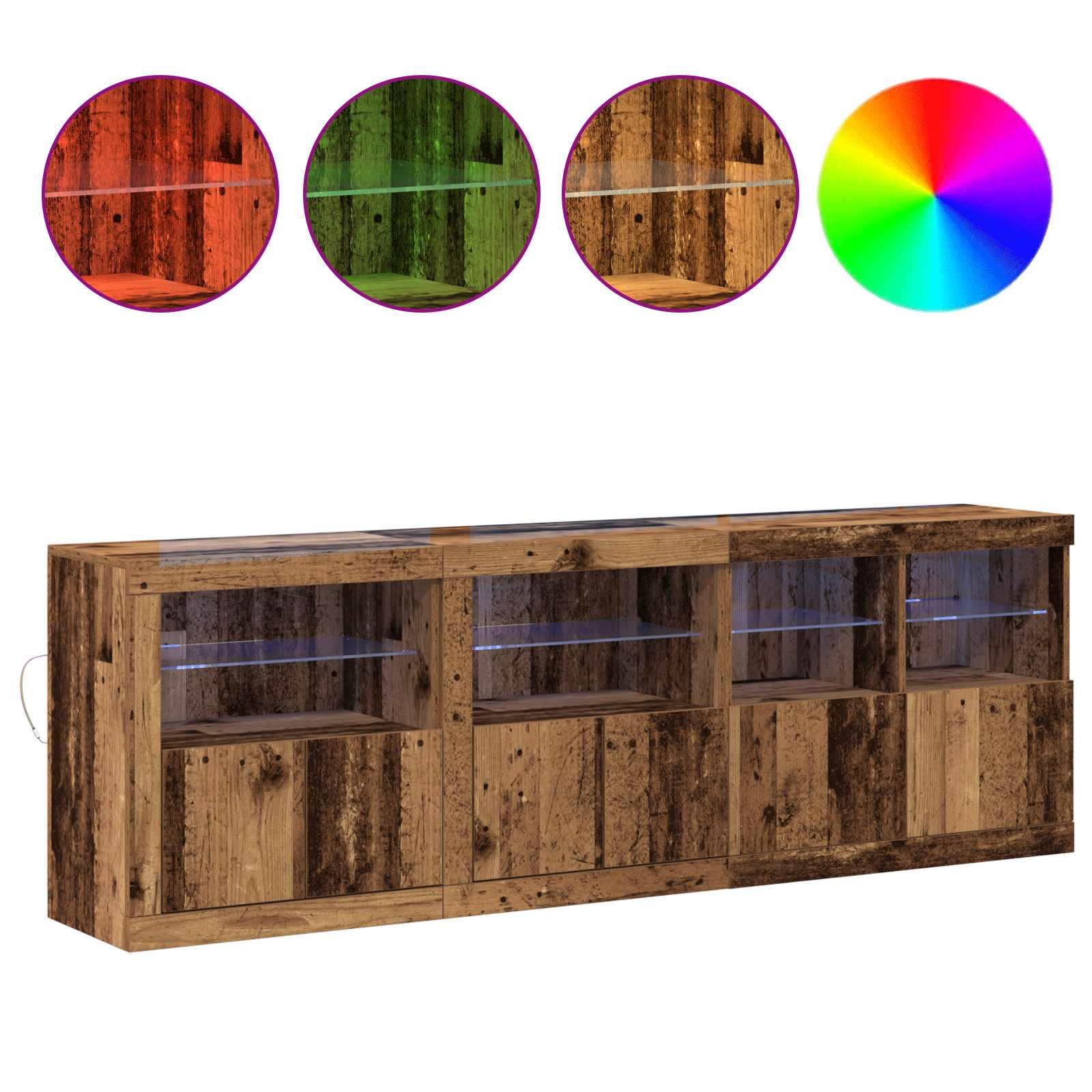 LED komoda Staro drvo 202 x 37 x 67 cm Konstruirano drvo