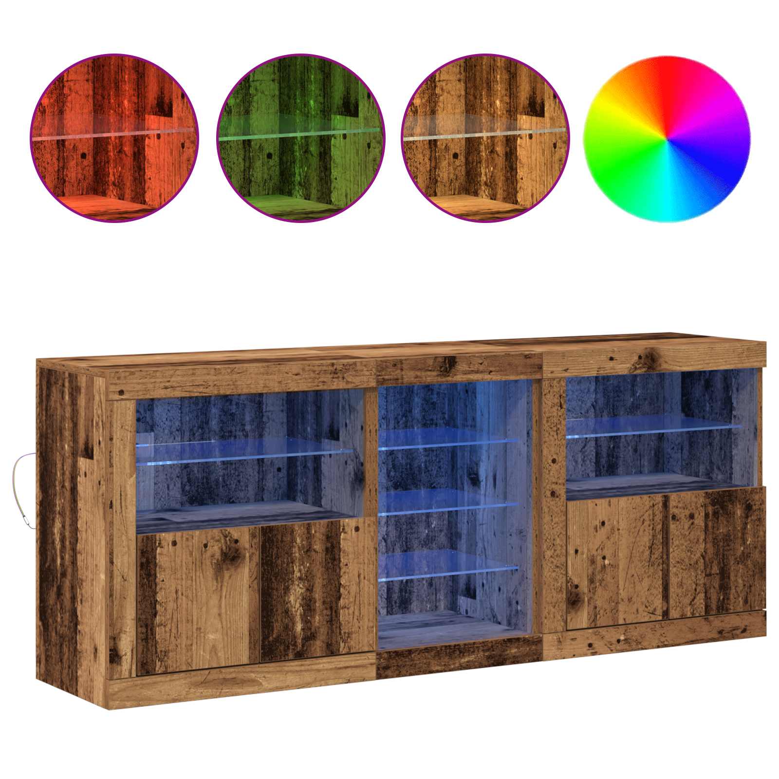 LED komoda Staro drvo 162 x 37 x 67 cm Konstruirano drvo