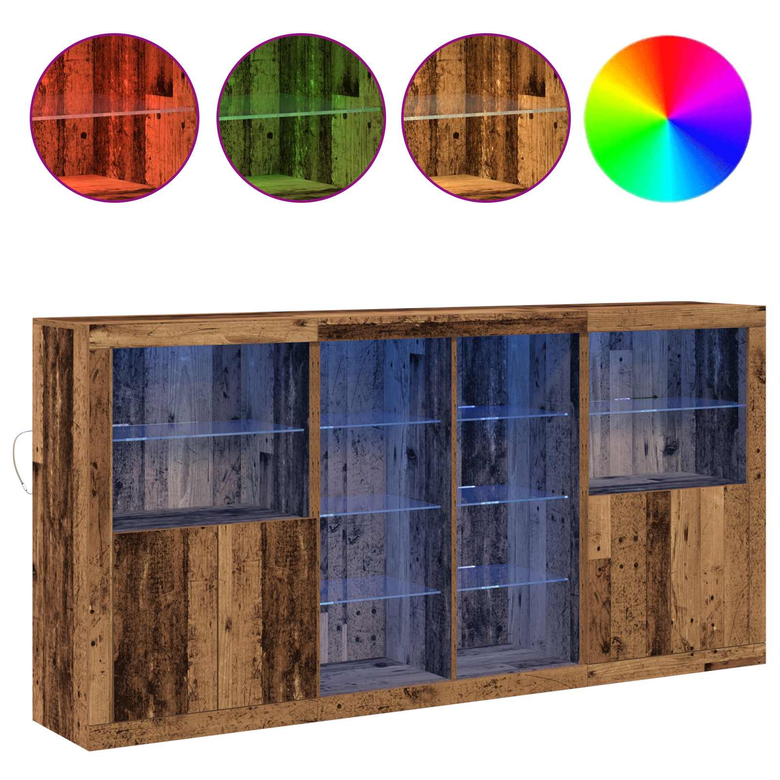 LED komoda 3 pcs Staro drvo 202 x 37 x 100 cm Konstruirano drvo