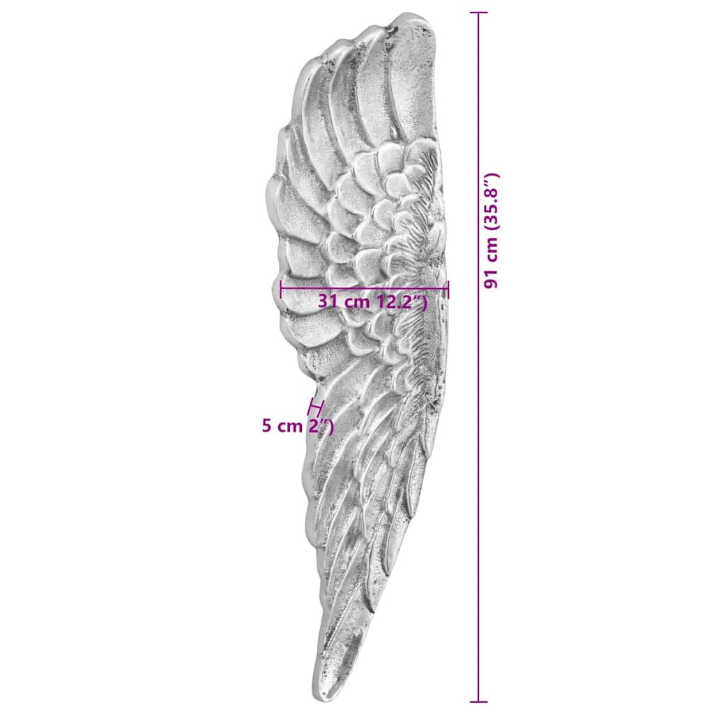 Skulptura Krila 2 pcs Srebrno 31 x 5 x 91 cm Aluminij