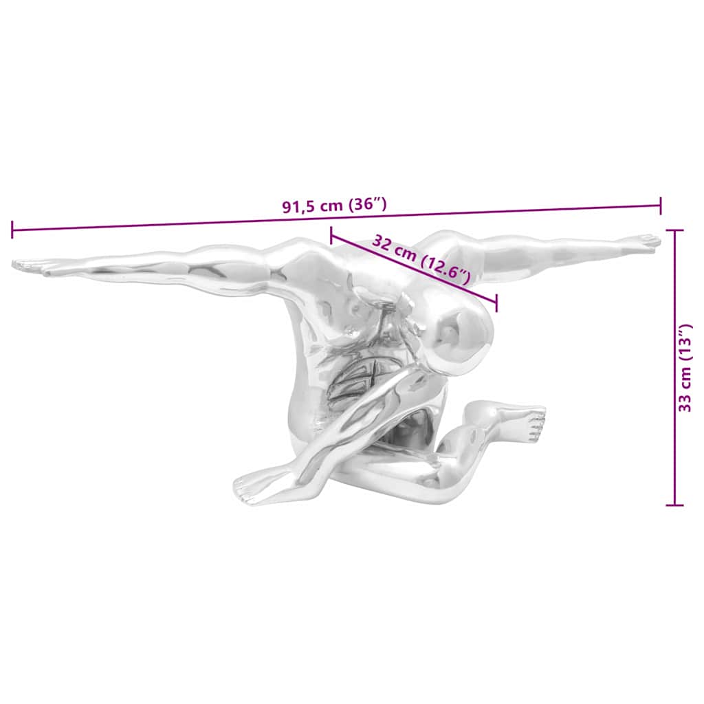 Skulptura Srebrno 91,5 x 32 x 33 cm Aluminij