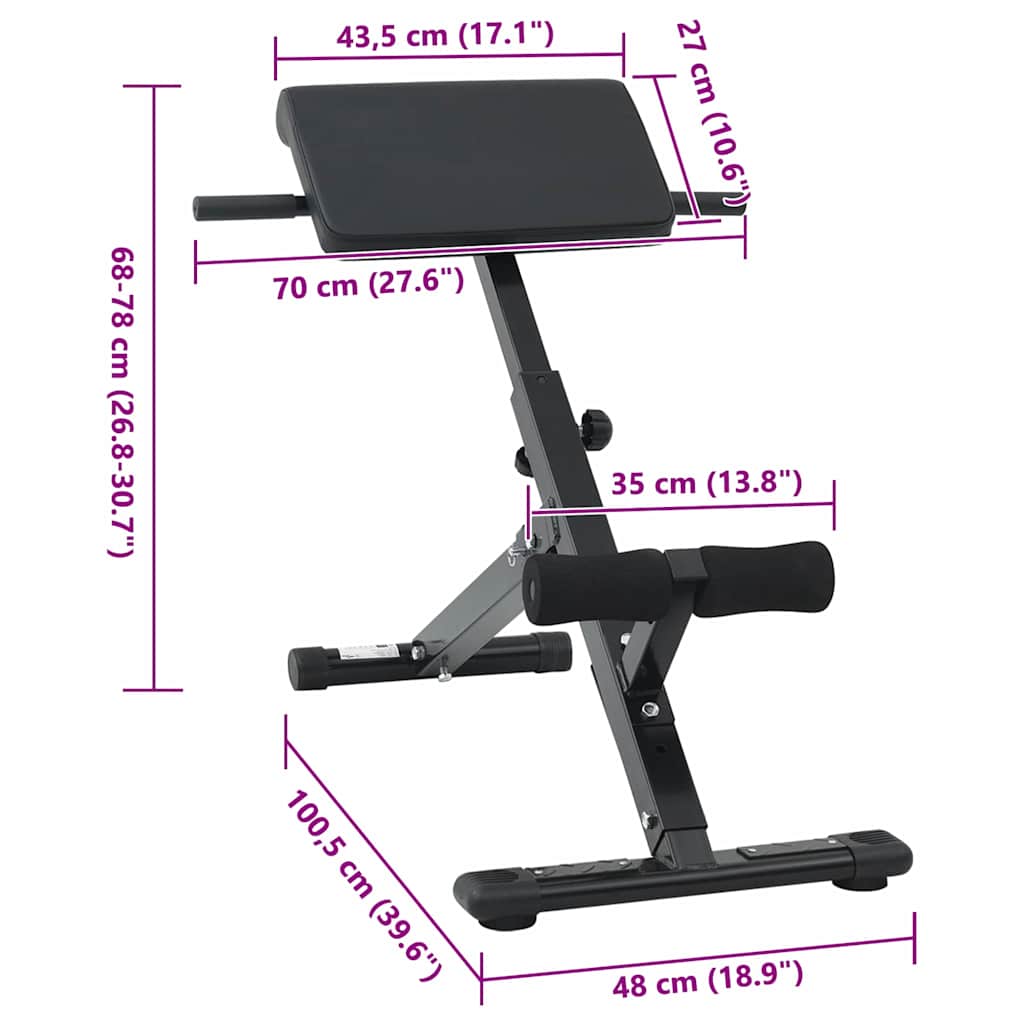 Klupa za hiperextenziju Crna 100,5 x 70 x 78 cm