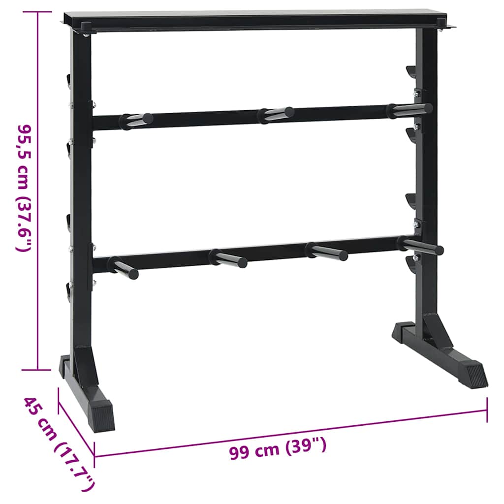 Rack za bučice Crna 99 x 45 x 95,5 cm Čelik s prahom premazan