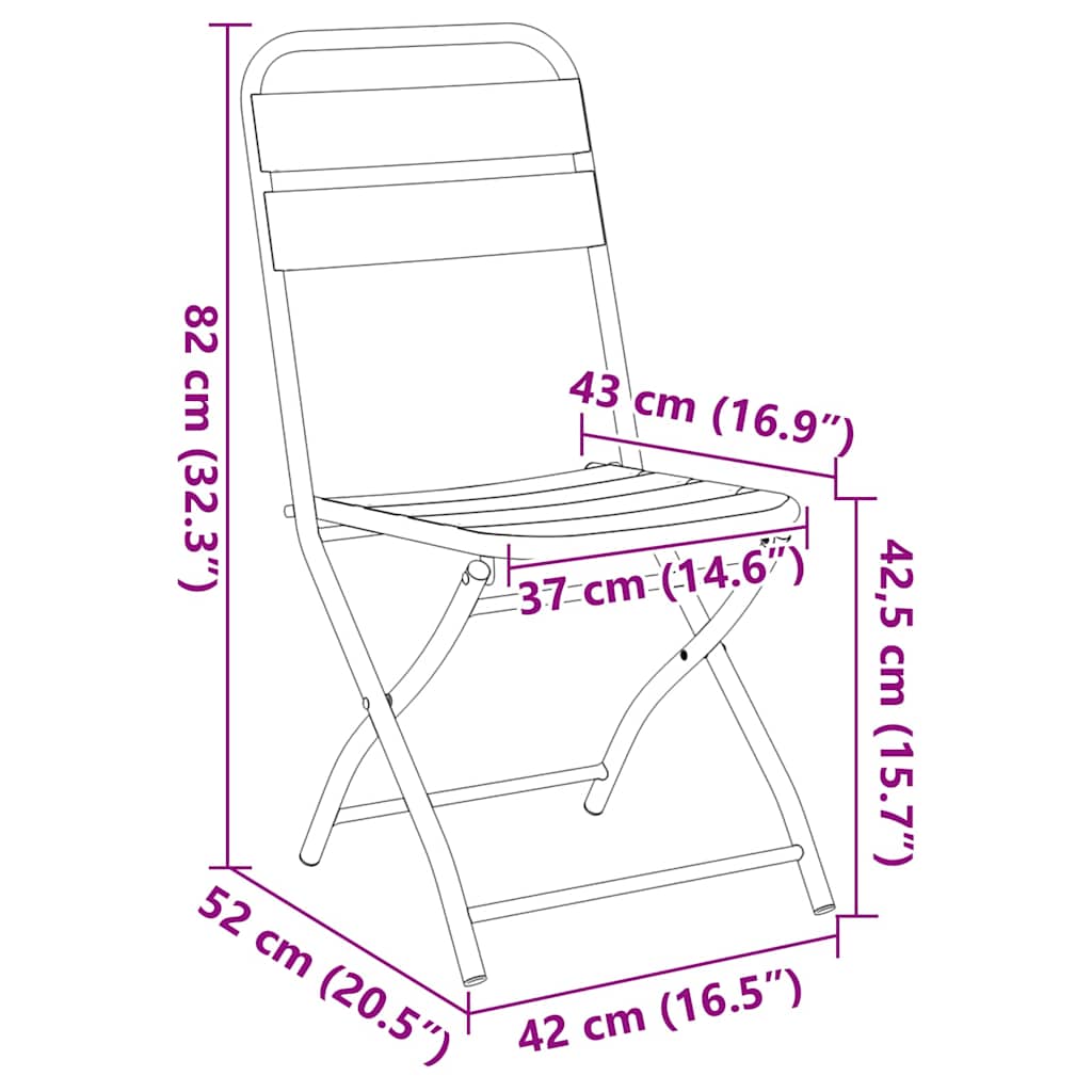 Sklopiva stolica za vrt 2 pcs Svijetla mint boja 42 x 52 x 82cm