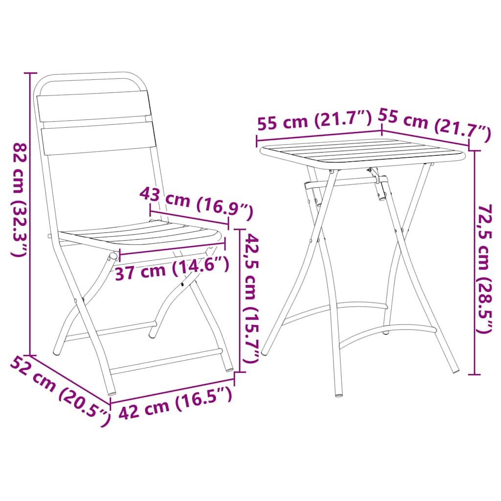 Bistro set 3 pcs Bež Čelik