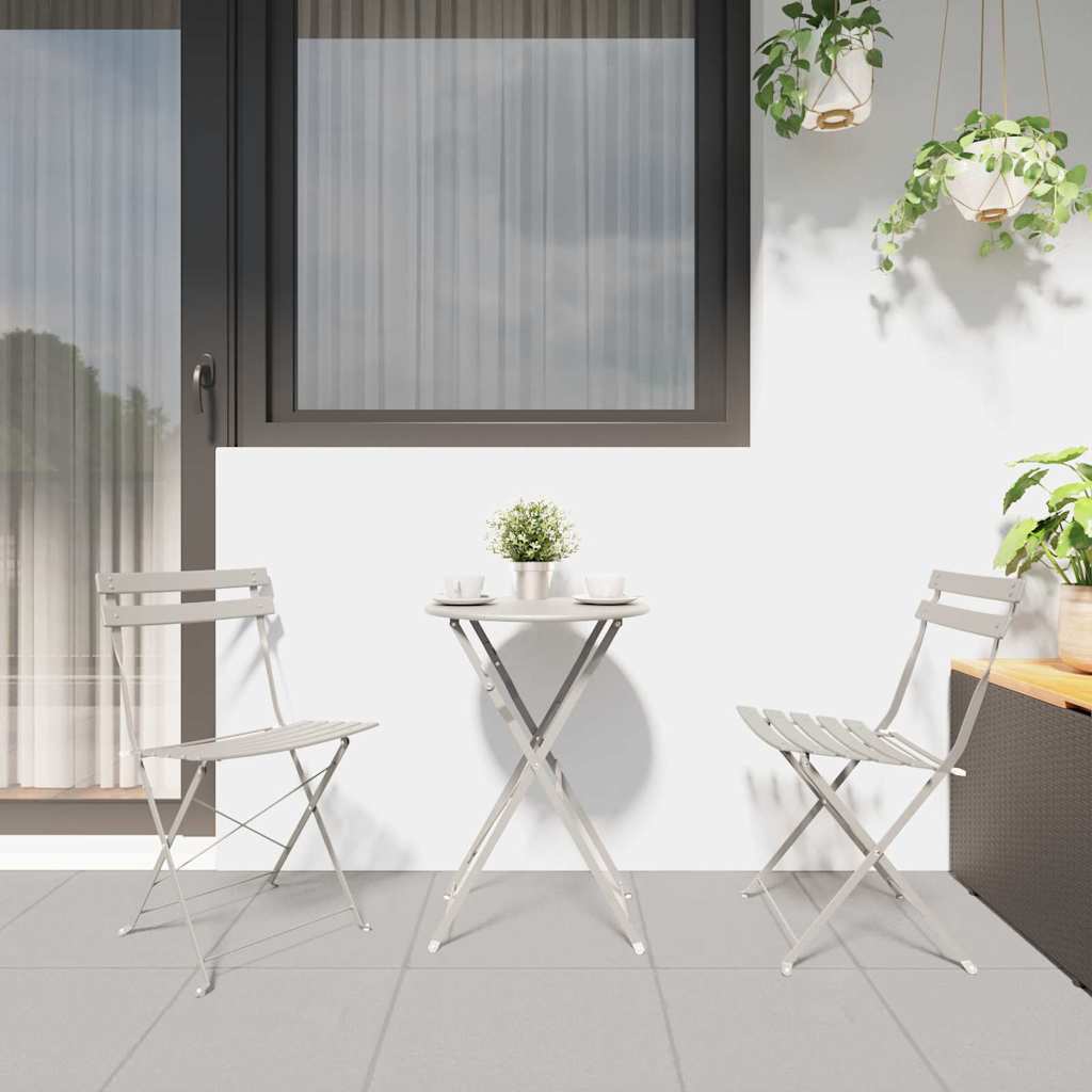 Sklopiva stolica za vrt 2 pcs Bež 42 x 46 x 82cm Metal