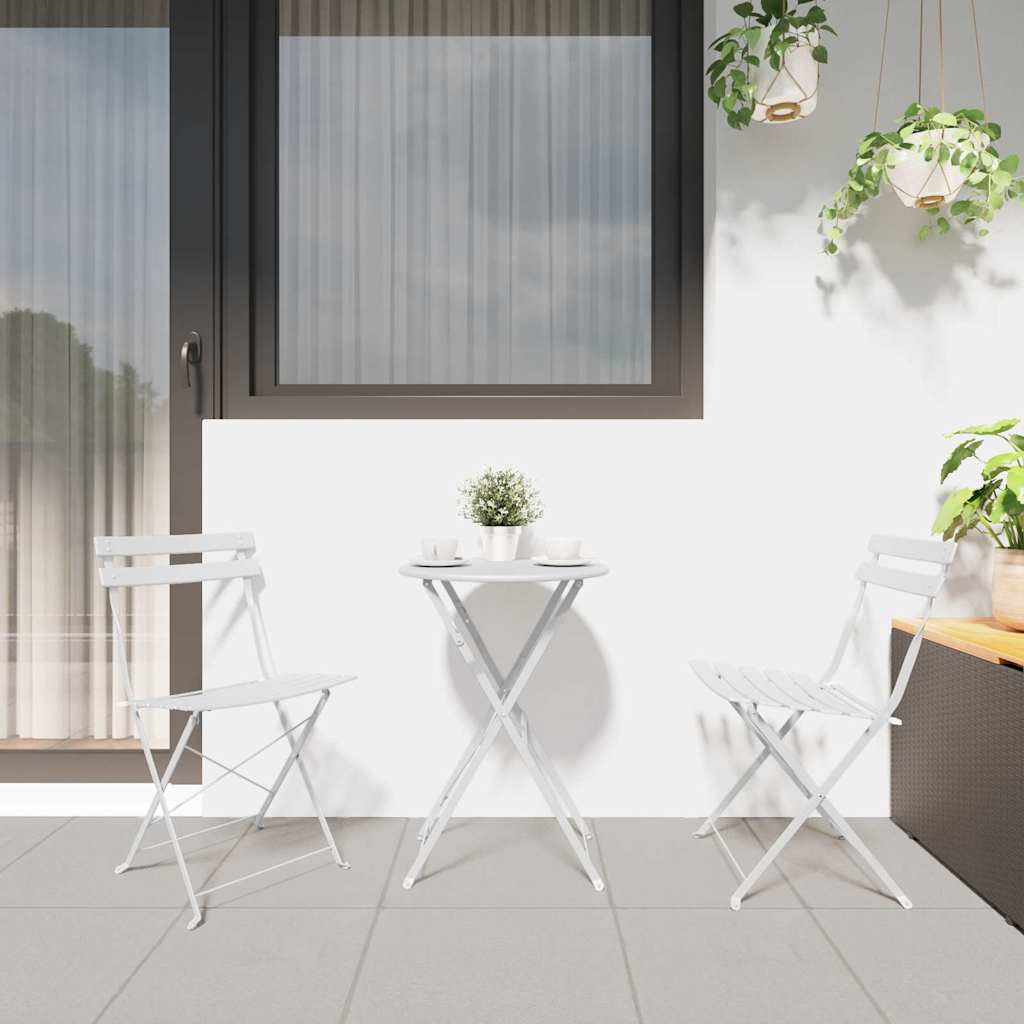Sklopivi bistro set 3 pcs Bijelo Čelik