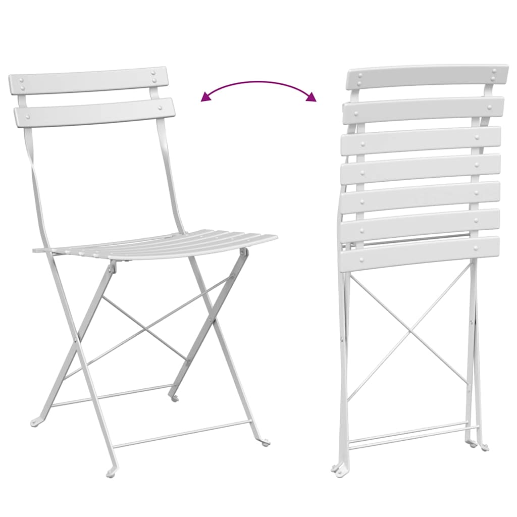 Sklopivi bistro set 3 pcs Bijelo Čelik