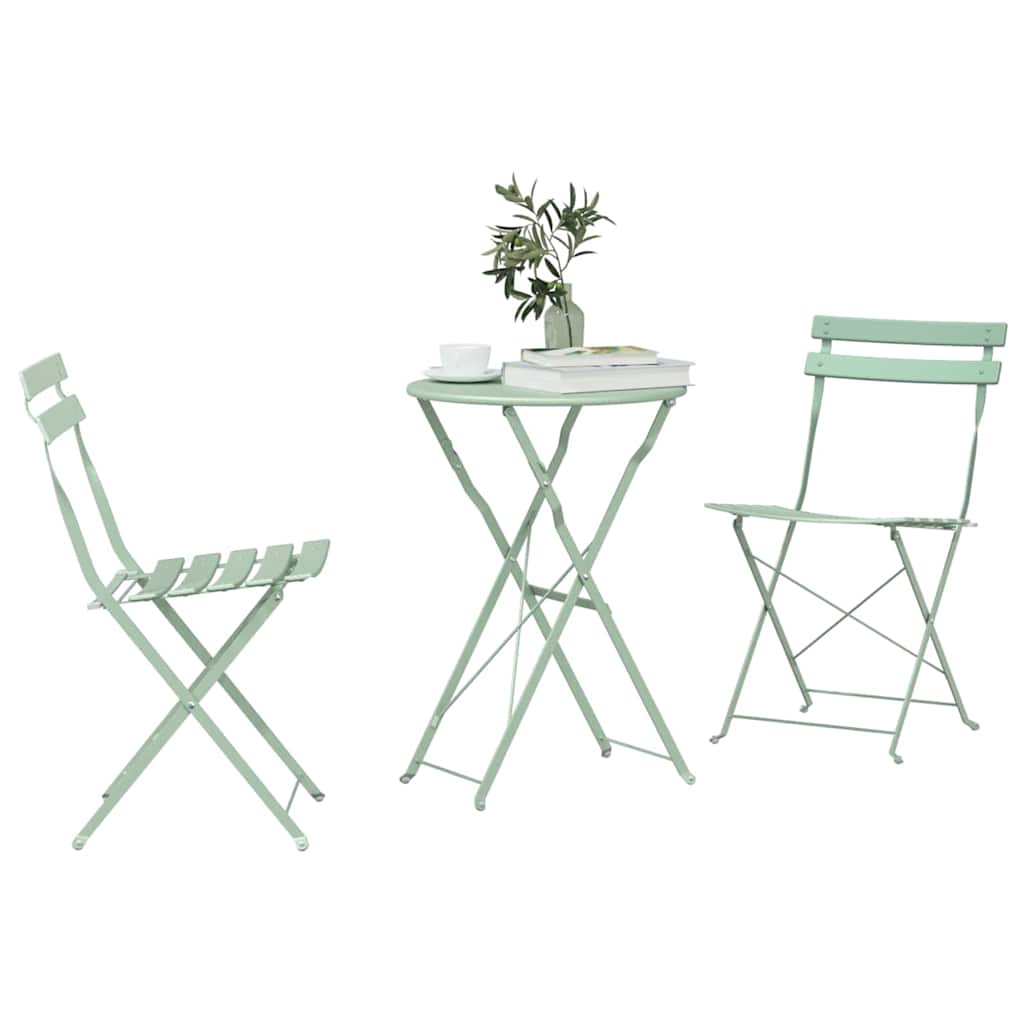 Sklopivi bistro set 3 pcs Morska pjena Čelik