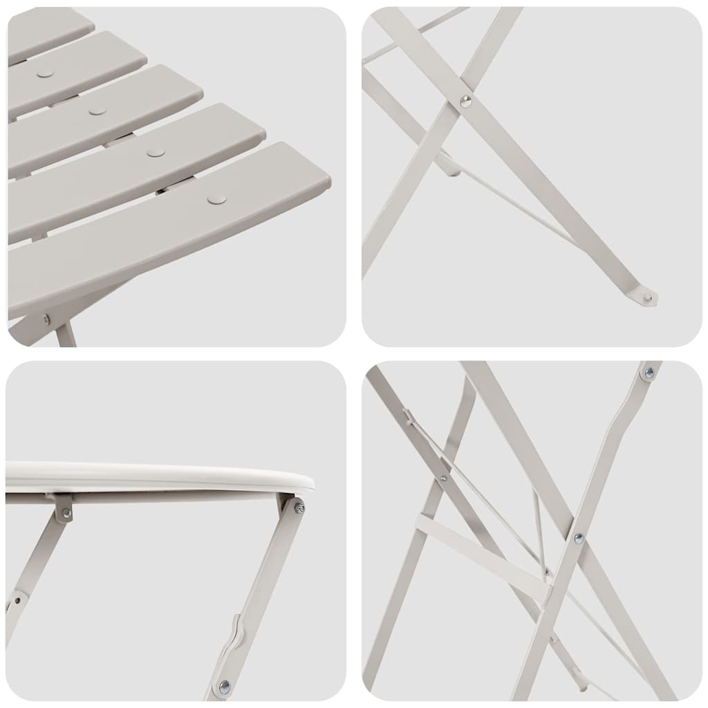 Sklopivi bistro set 3 pcs Bež Čelik