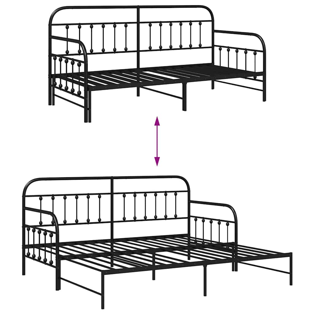 Krevet na kat Crna 100 x 200 cm Čelik s prahom premazan