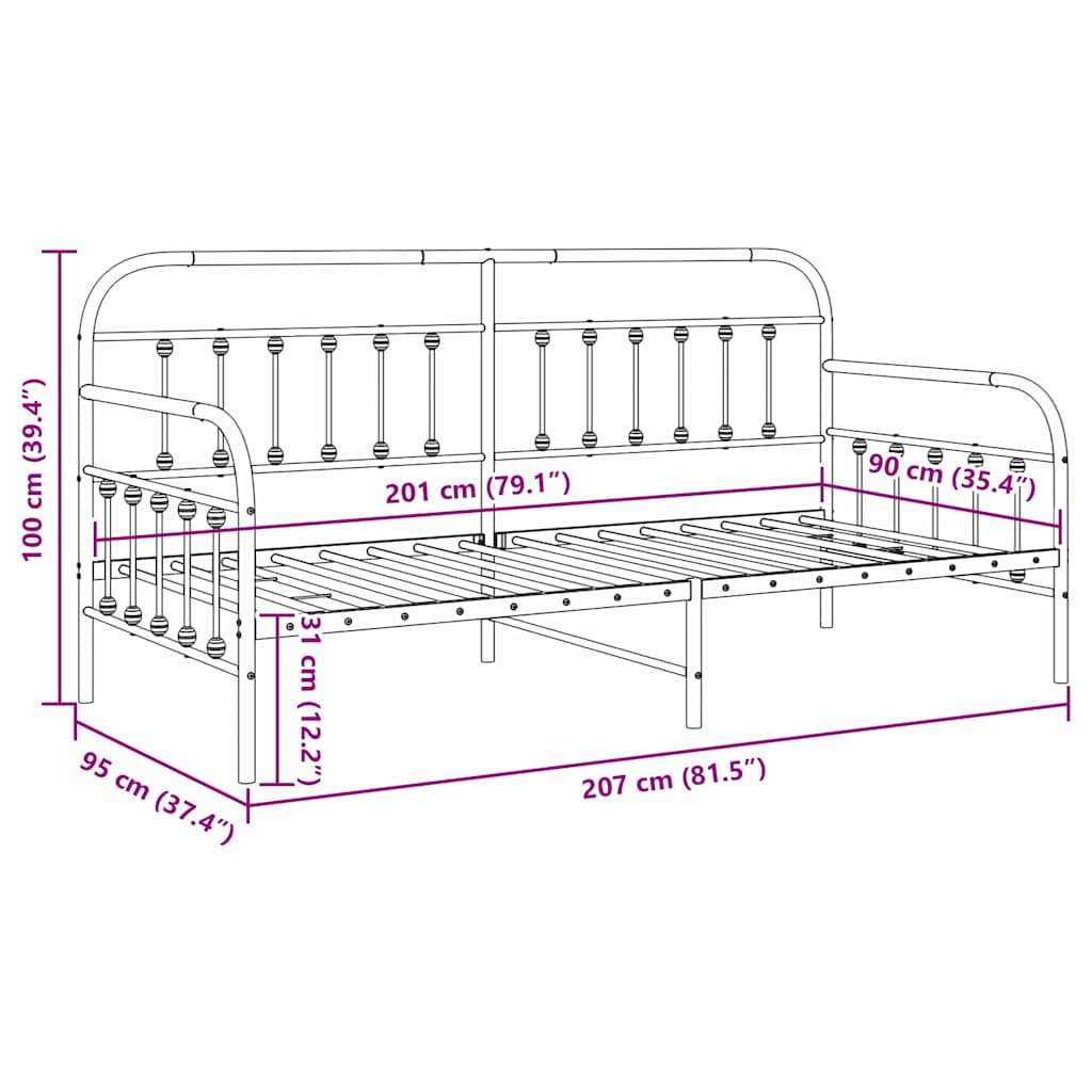 Krevet na kat Bijelo 90 x 200 cm Čelik s prahom premazan