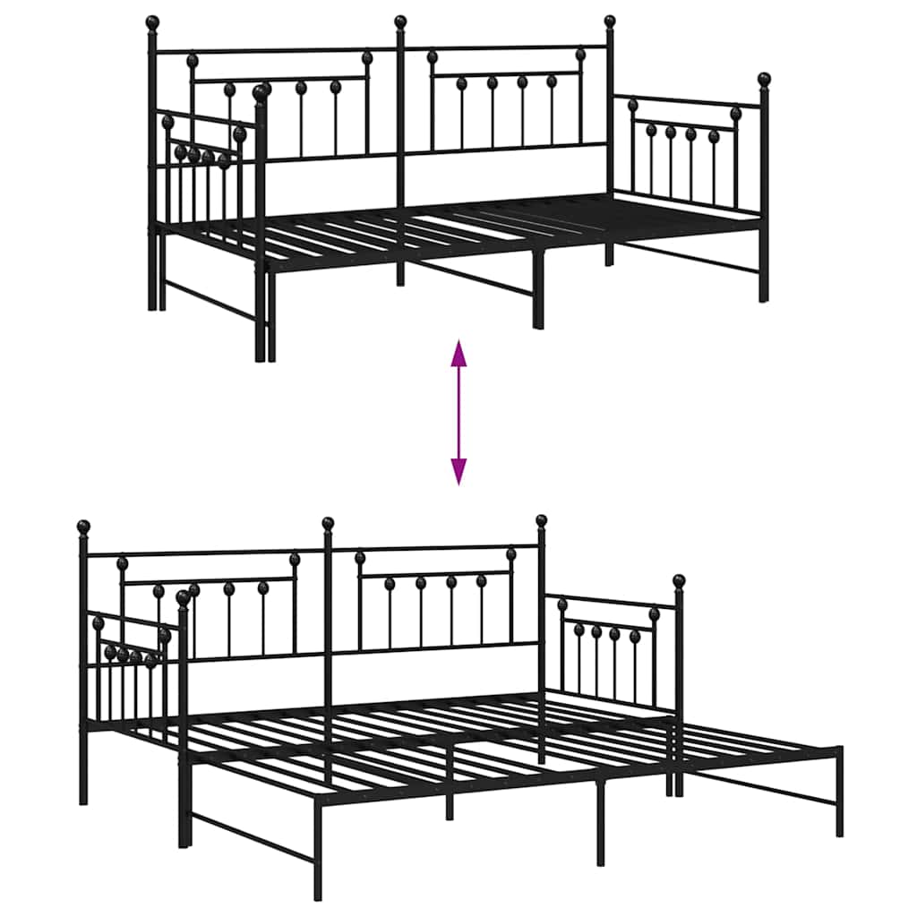 Krevet na kat Crna 90 x 200 cm Čelik
