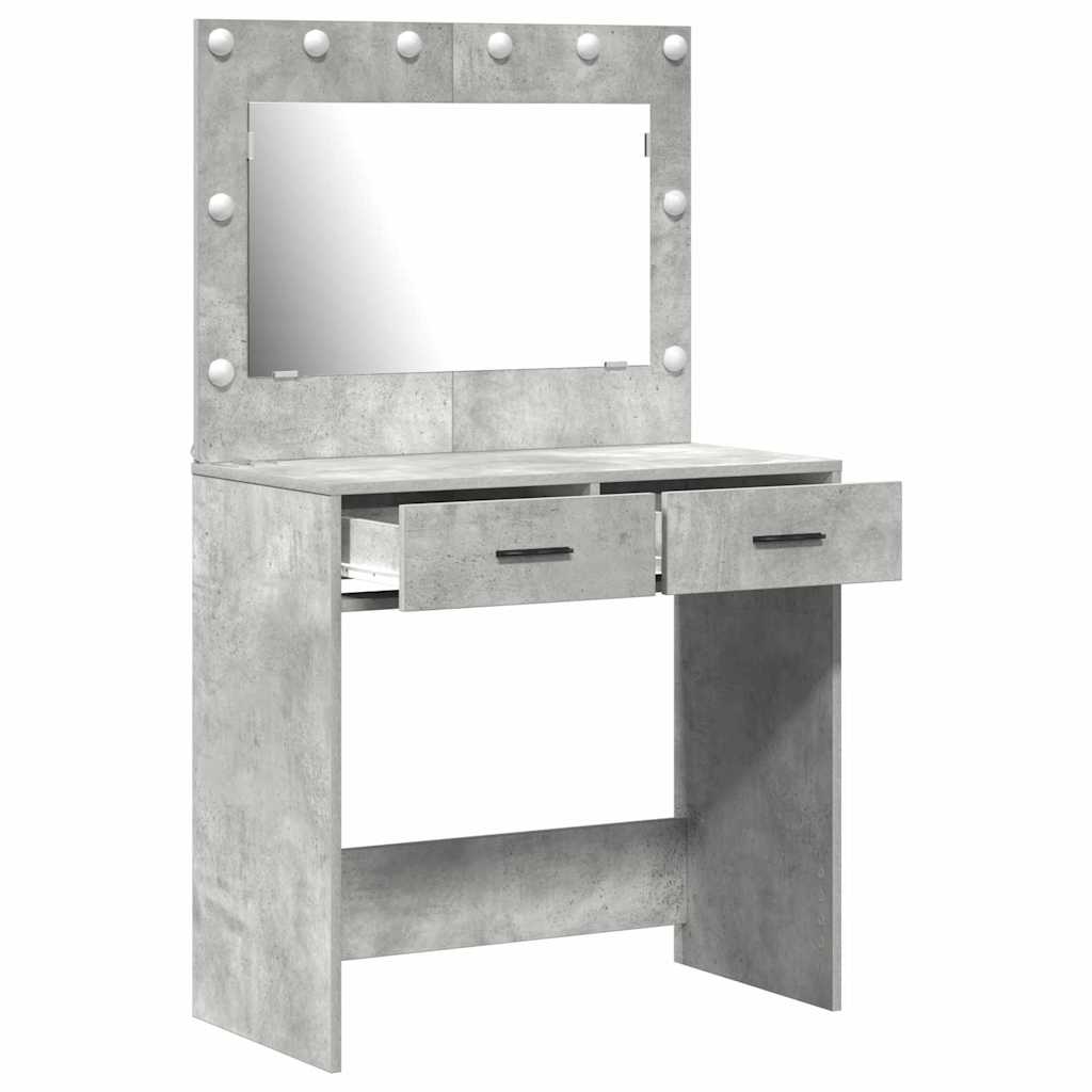 Toaletni stol s ladicama Betonski sivi 78,5 x 41 x 135 cm
