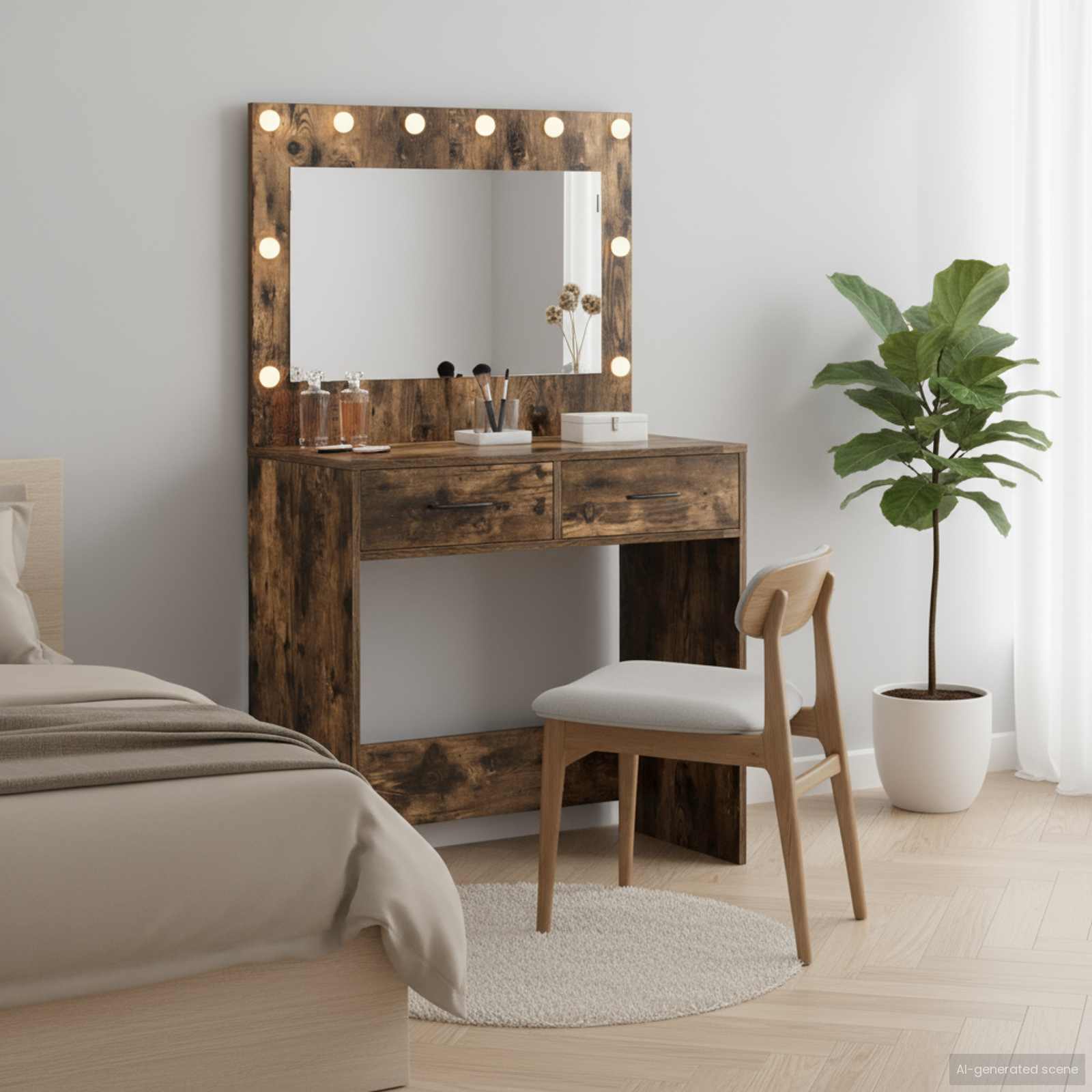 Toaletni stol s ladicama Dimljeni hrast 78,5 x 41 x 135 cm