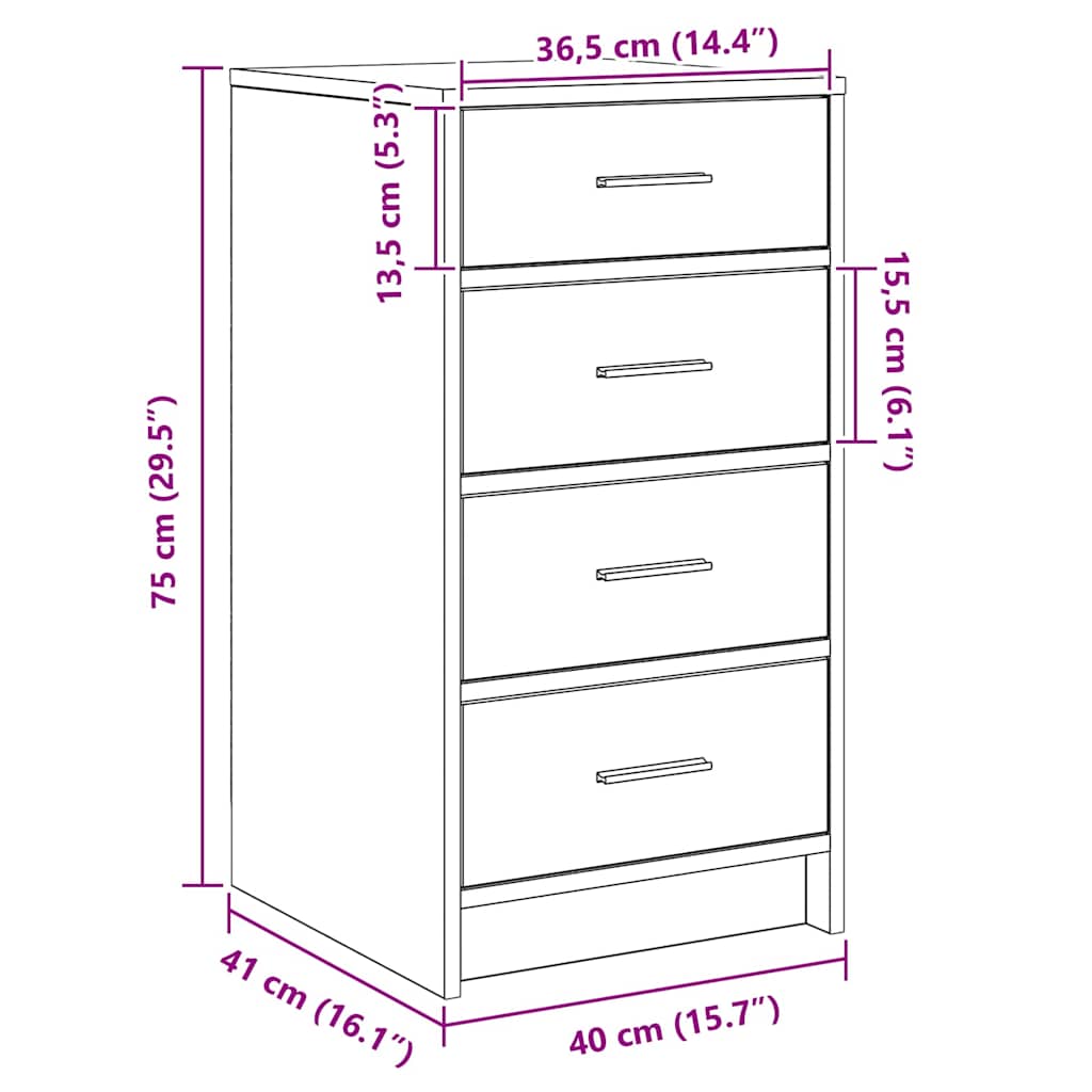 Kreveta s ladicama Crni hrast 40 x 41 x 75 cm Konstruirano drvo