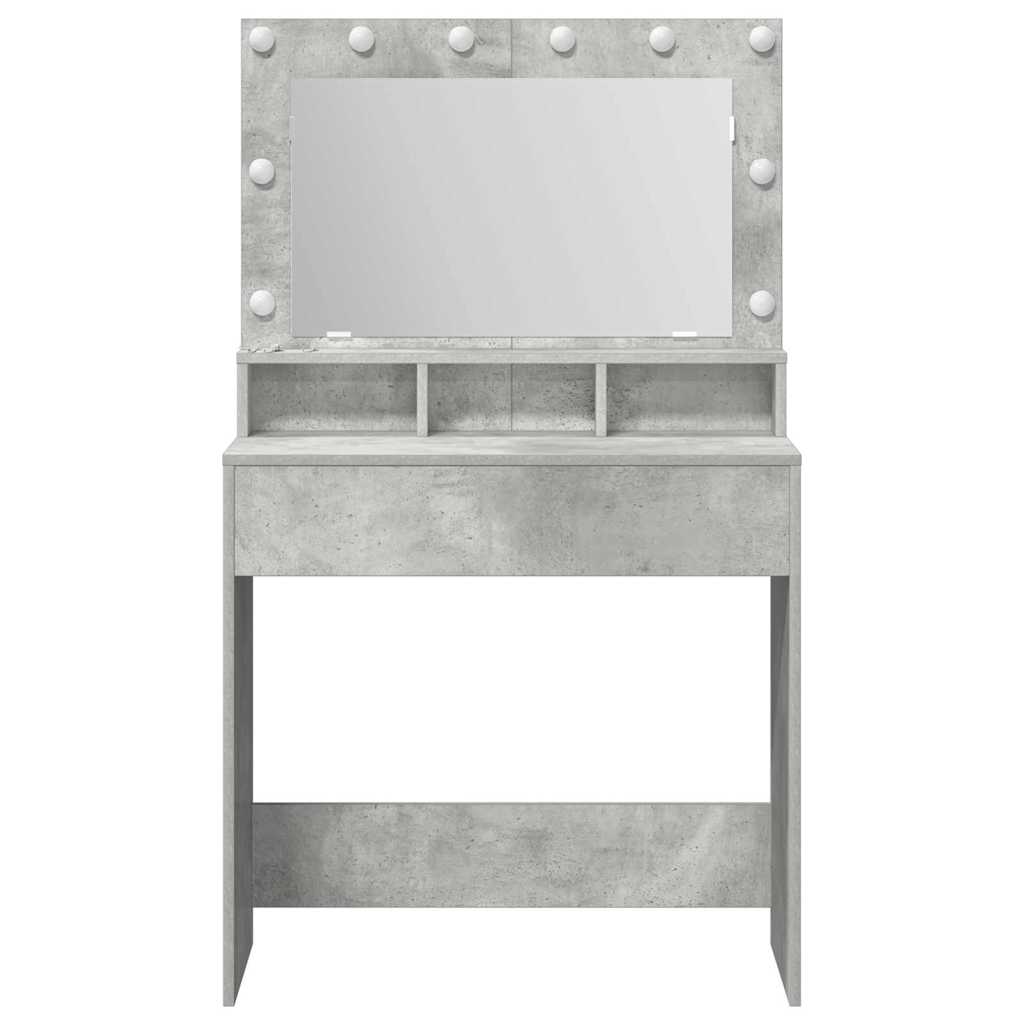 Toaletni stol s policom Betonski sivi 78,5 x 41 x 135 cm