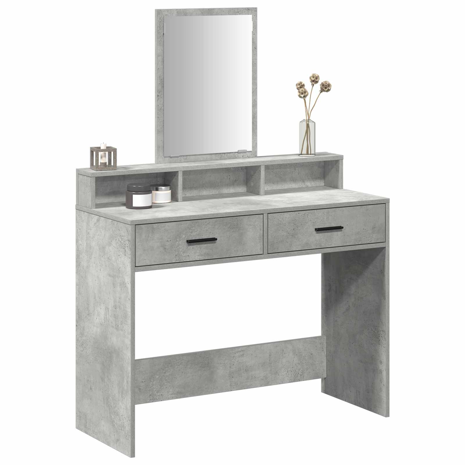 Toaletni stol Betonski sivi 100 x 41 x 140 cm Konstruirano drvo