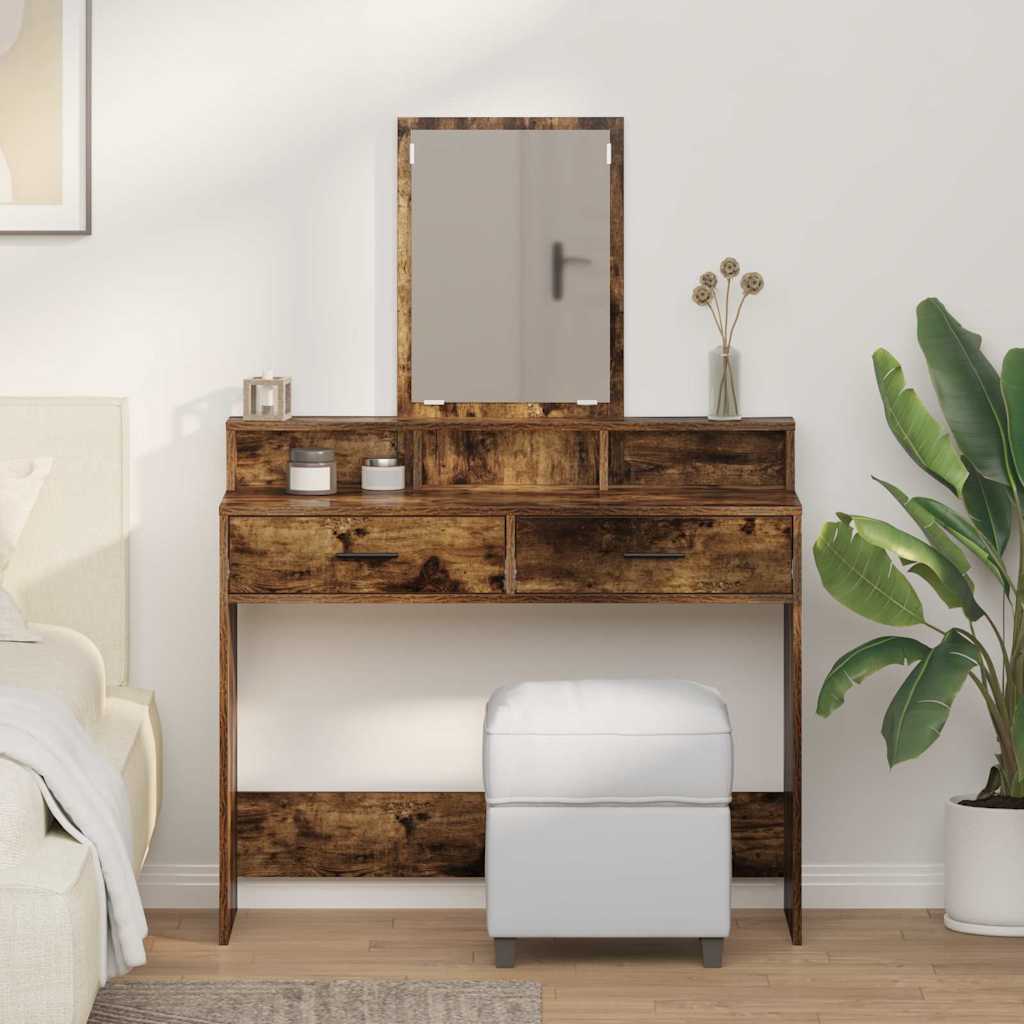 Toaletni stol s ladicama Dimljeni hrast 100 x 41 x 140 cm