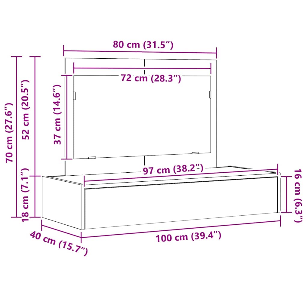 Toaletni stol Crna 100 x 40 x 70 cm Konstruirano drvo