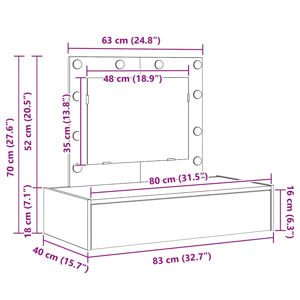 Toaletni stol Bijelo 83 x 40 x 70 cm Konstruirano drvo