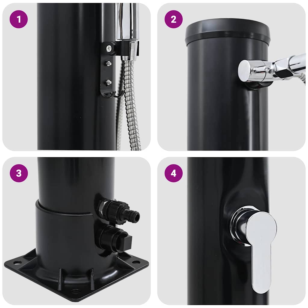 Vanjski solarni tuš 20 l PVC i aluminij Crna