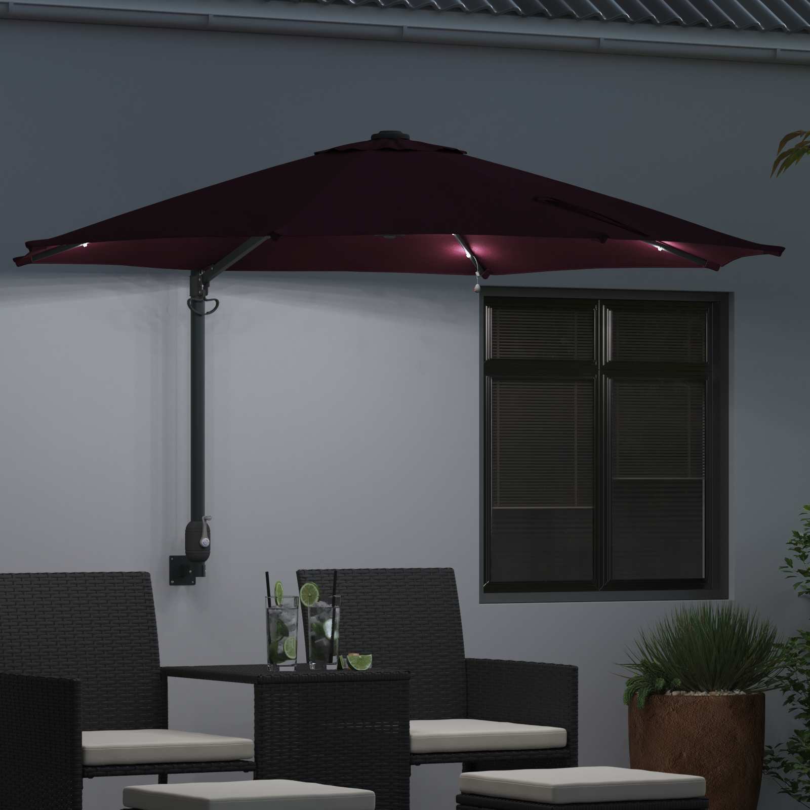 Vrtni suncobran Bordeaux Crvena 248 x 248 x 148 cm