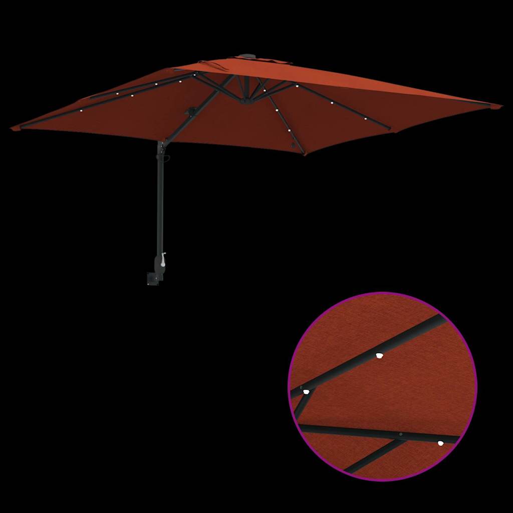 Vrtni suncobran S LED lampica Terakota 248,5 x 247,5 x 160 cm