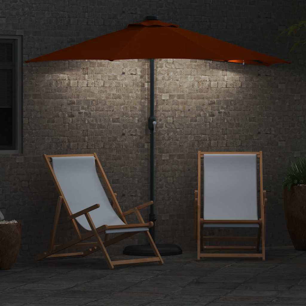 Vrtni suncobran Terakota 294 x 150 x 223 cm Poliester i čelik