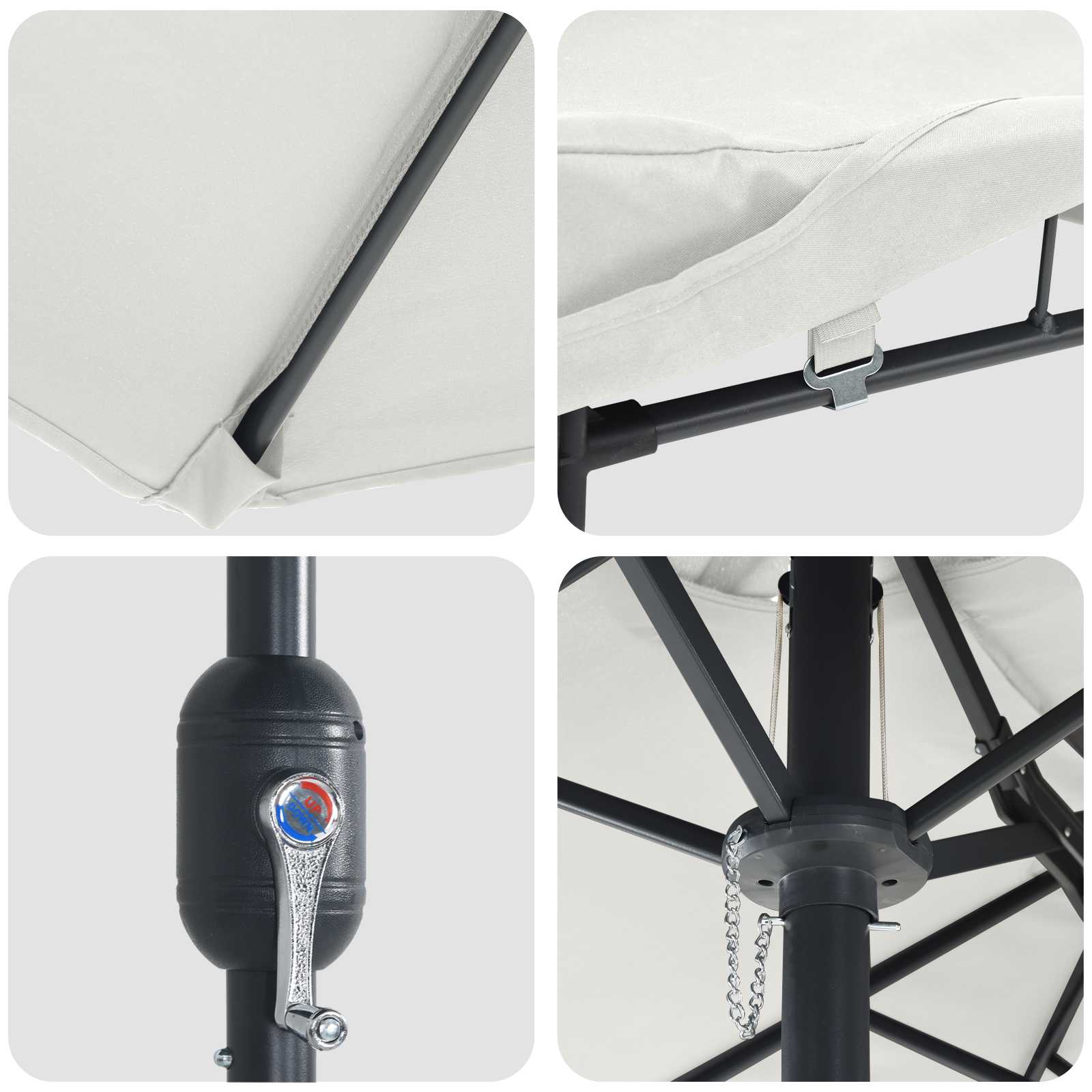 Vrtni suncobran Pijesak i antracit 385 x 209 x 244 cm Poliester