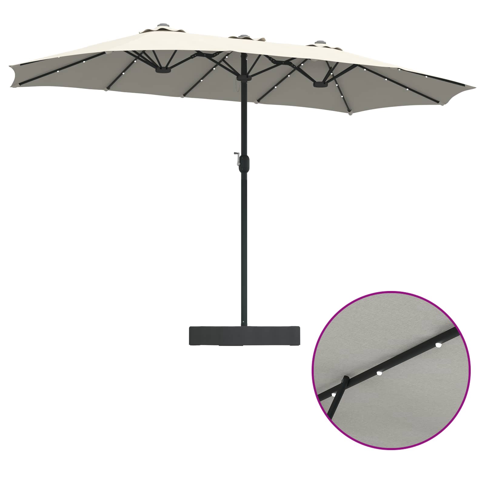 Vrtni suncobran Pijesak i antracit 385 x 209 x 244 cm Poliester