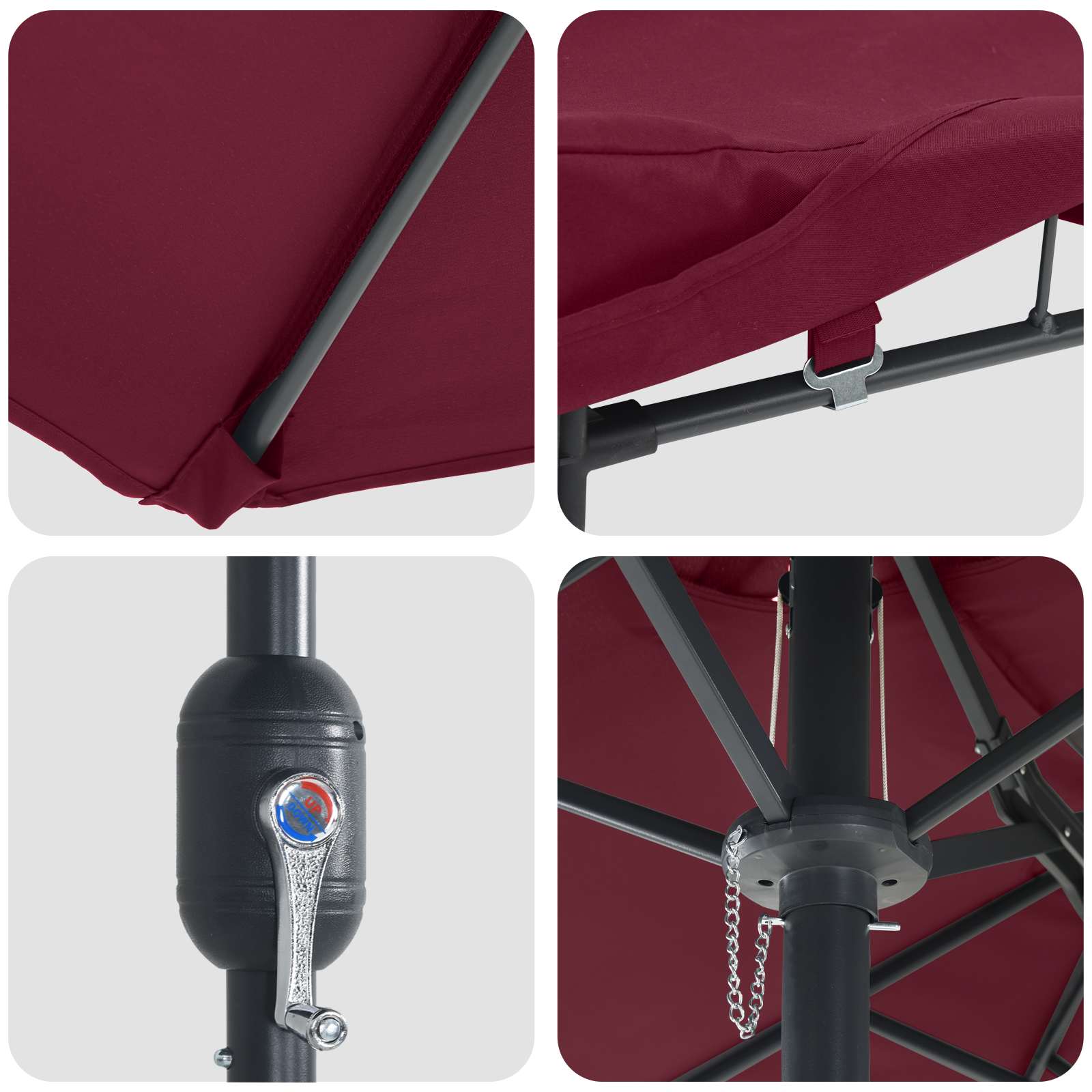 Vrtni suncobran Bordeaux Crvena 385 x 209 x 244 cm Poliester
