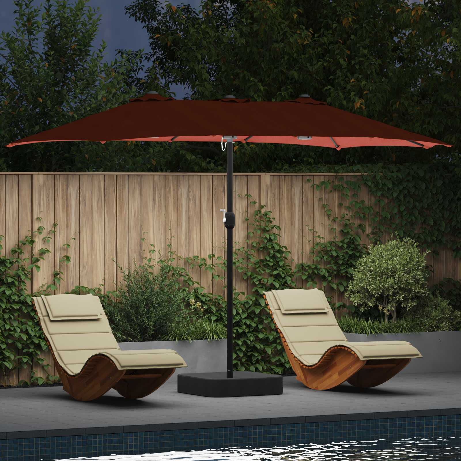 Vrtni suncobran Terakota 385 x 209 x 244 cm Poliester