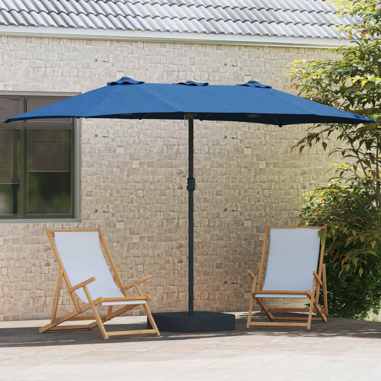 Vrtni suncobran Azurnoplava 385 x 209 x 244 cm Poliester