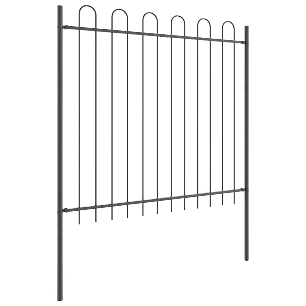 Vrtna Ograda 3 pcs Siva 5,1 x 1,5 m Čelik s prahom