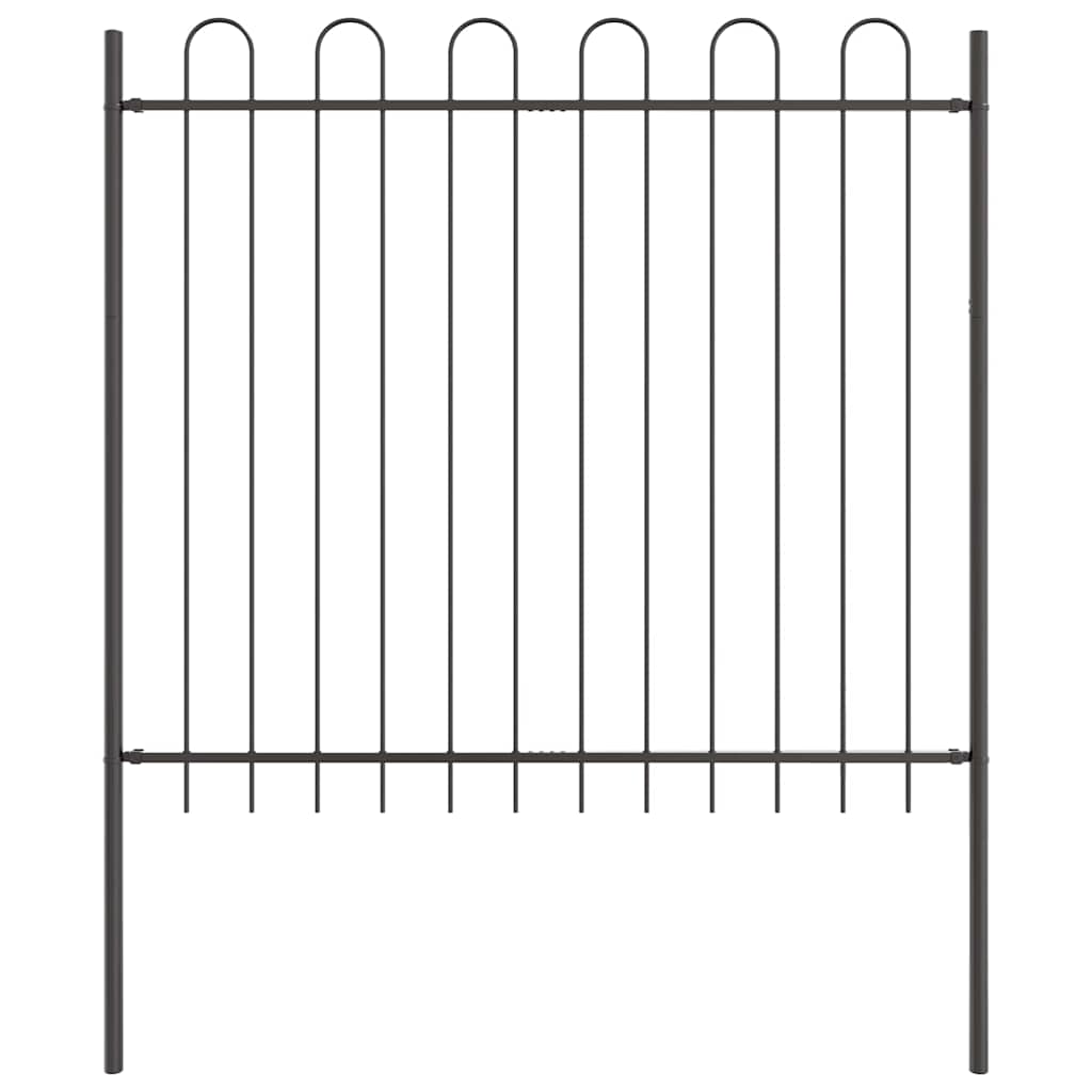 Vrtna Ograda 3 pcs Siva 5,1 x 1,5 m Čelik s prahom