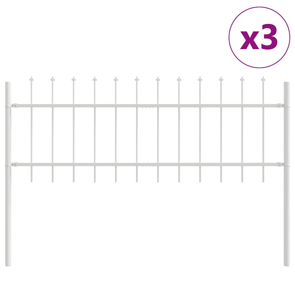 Vrtna Ograda 3 pcs Bijelo 5,1 x 0,6 m Čelik s prahom