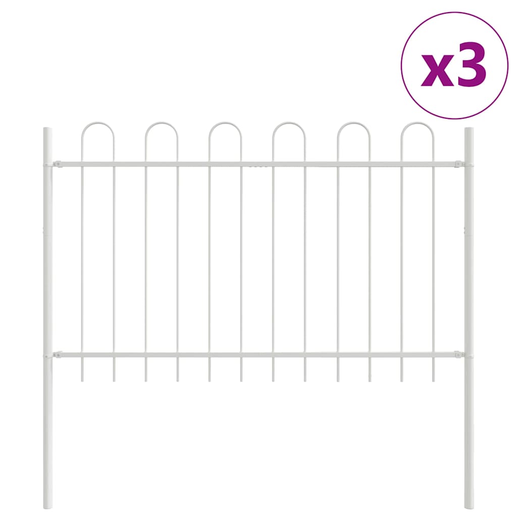 Vrtna Ograda 3 pcs Bijelo 5,1 x 1 m Čelik s prahom