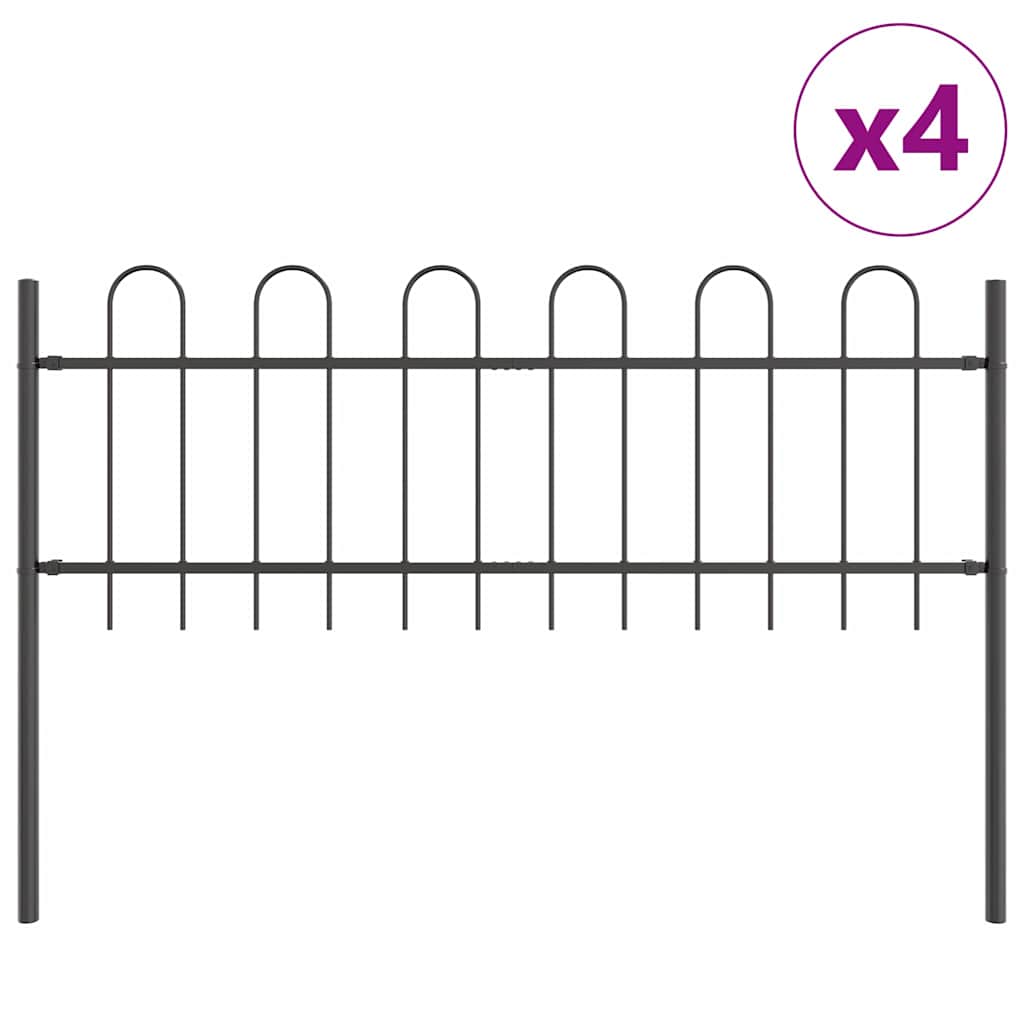 Vrtna Ograda 4 pcs Siva 6,8 x 0,6 m Čelik s prahom