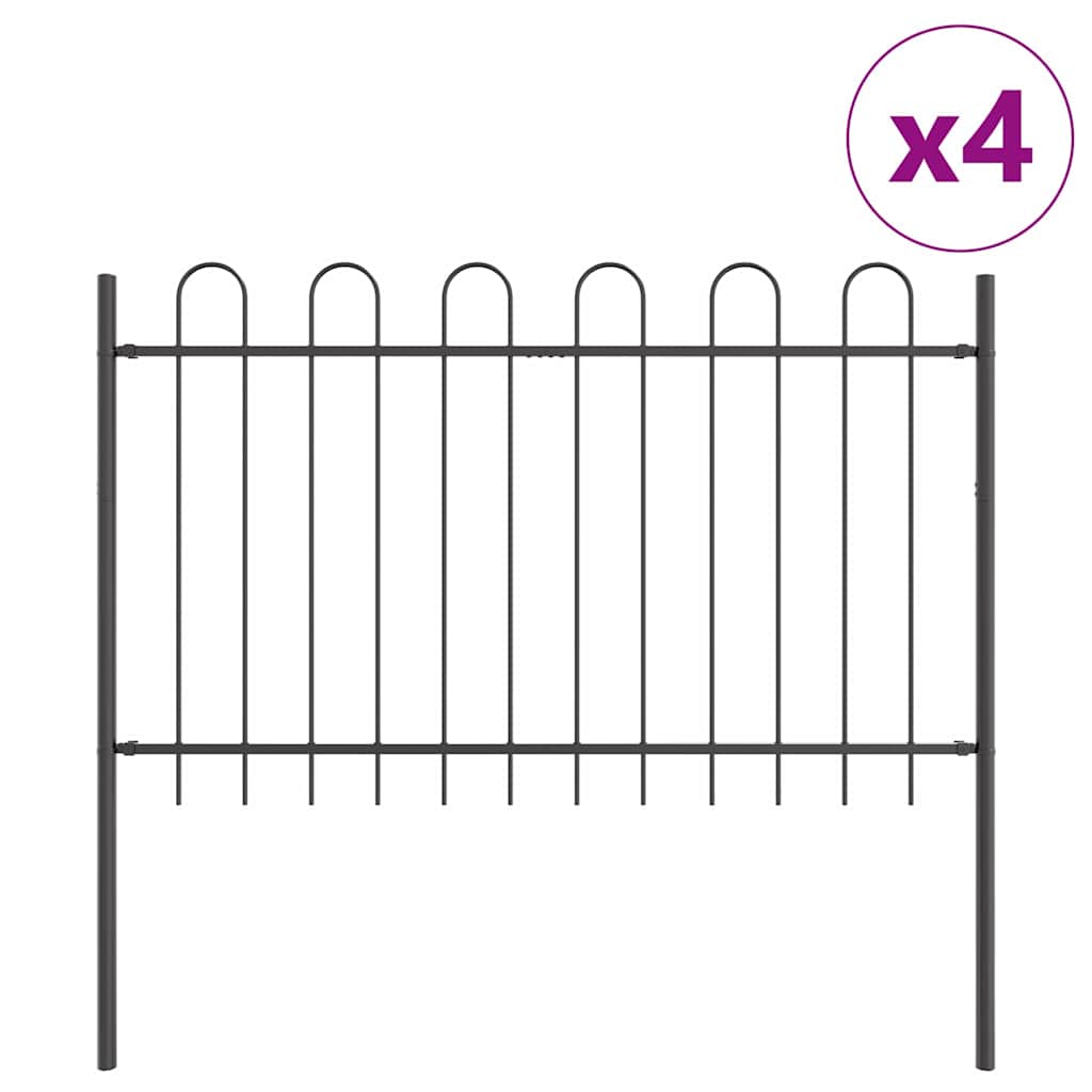 Vrtna Ograda 4 pcs Siva 6,8 x 0,8 m Čelik s prahom